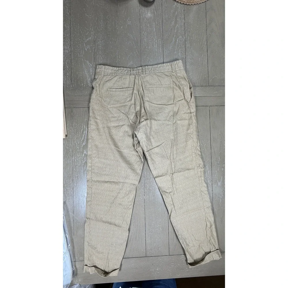 The Kooples‎ Show Trousers Mens 50 Tan Linen Blend Fitted Drawstring Pants
